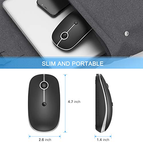 VssoPlor Type C Wireless Mouse, USB C MacBook Wireless Mouse Dual Mode Cordless Mice with USB and Type C Receiver Compatible with PC, Laptop, MacBook and All USB C Devices-Black and Silver by VssoPlor - Image 5