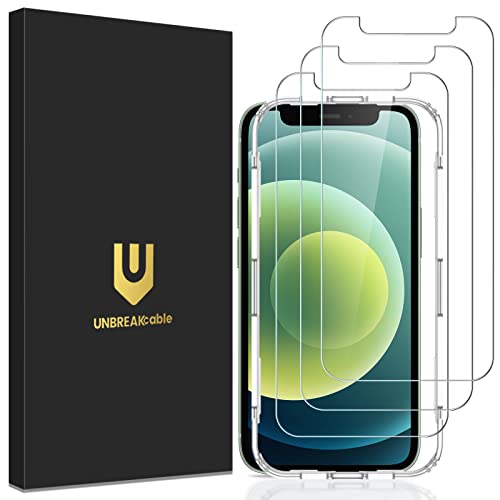UNBREAKcable 3-Pack Screen Protector for iPhone 12 mini Double Shatterproof Tempered Glass [Easy Installation] [9H Hardness] [99.99% HD Clear] [Case Friendly] for iPhone 5.4 inch
