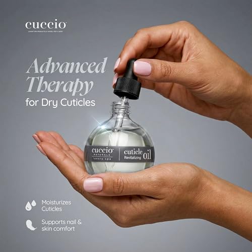 Image of Cuccio Naturale Peach & Vanilla Revitalizing Cuticle Oil, Lightweight Fast-Absorbing Hydrating Nail & Cuticle Conditioner, Cold-Pressed Oils + Vitamin E, 2.30 Fl Oz