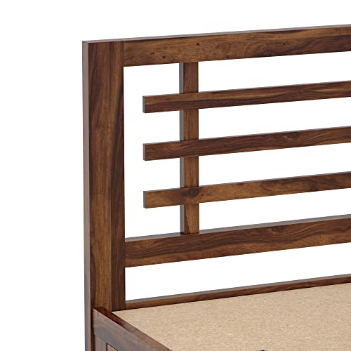 Image of Solid Sheesham Wood Meliora King Size Bed with Box Storage Wooden Double Bed Palang Cot for Bedroom, Living Room, Hotel and Home (Natural Finish)