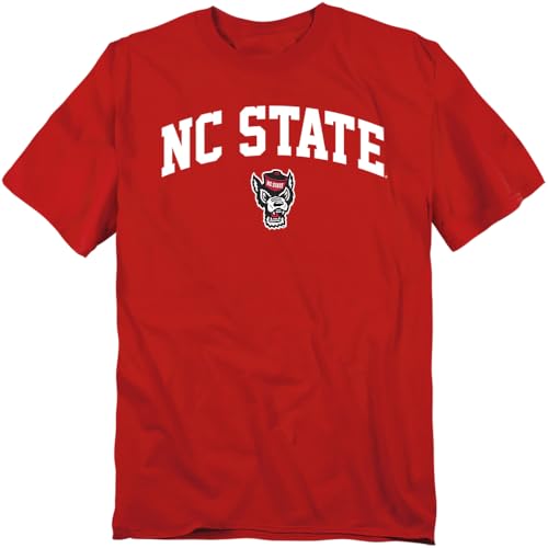 LOGOVISION North Carolina State University One Color Arched Unisex Adult T Shirt, Red, Large