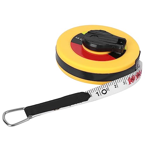 Ruban à Mesurer en Fibre de Verre, Ruban à Mesurer Professionnel, Robuste et Compact de 10 M, adapté à L'arpentage des Routes, des Chemins de Fer, de l'électricité et de la (10 m)