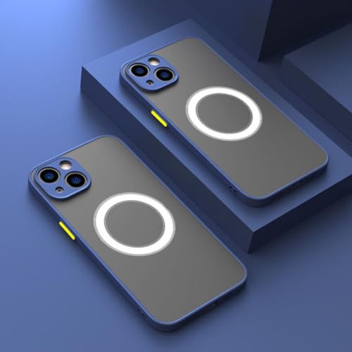 Coque iPhone 16 Pro Max blindée magnétique anti-chute avec anneau de charge bleu