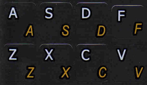 Pegatinas de Teclado Negro Tradicional Portugués-Inglés miniatura 3