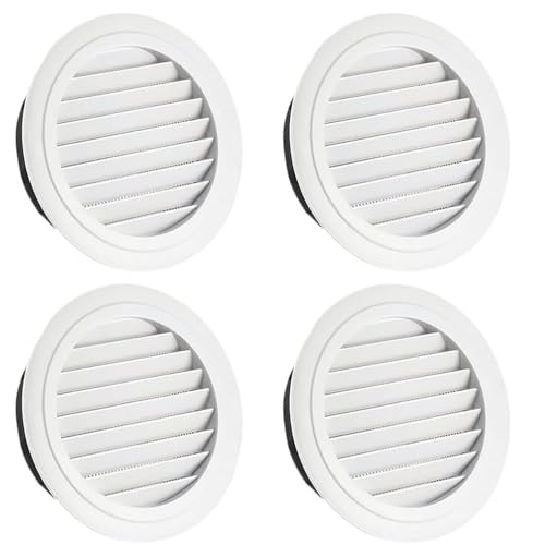 4 Pièces Grille Ventilation, Grille Aeration 100mm, Grille de Ventilation, Grille Aeration Ronde, Grille de Ventilation Ronde, Grille D'aération Extérieure...