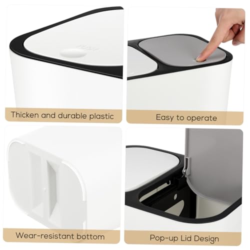 Bote de basura dual rectangular beige miniatura 3