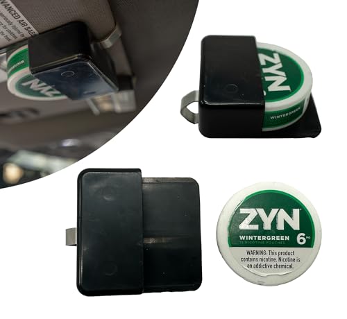 Extra Strong Visor Clip Holder for Zyn Can Black Automotive Tin Mount for Wintergreen Pouches Universal Car Sun Visor Attachment