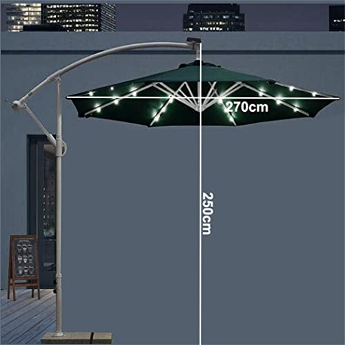 Zjdu 9 Ft Cantilever Parasol, Aluminium Garden Umbrella,Patio Parasol With Solar Led, Outdoor Sunshade Canopy With Crank Tilt Mechanism,For Patio And Balcony,Wine Red #TOP6