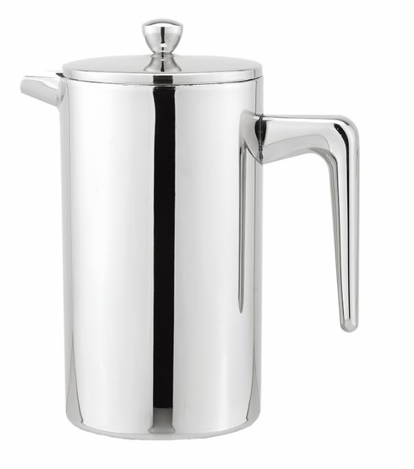VIA CREMA French Press Coffee Maker, 1000ml/800ml or 34oz/27oz, Stainless Steel/Glass Carafe (Stainless Steel, 1000ML / 34OZ)