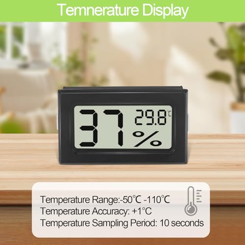 Farerkass Hygrometer - Thermometer, Digital Mini Luftfeuchtigkeitsmesser mit LCD, Zimmertemperatur für Innenräume und Hydrometer für Babyzimmer,Schlafzimmer und Weinkeller, Schwarz (8)