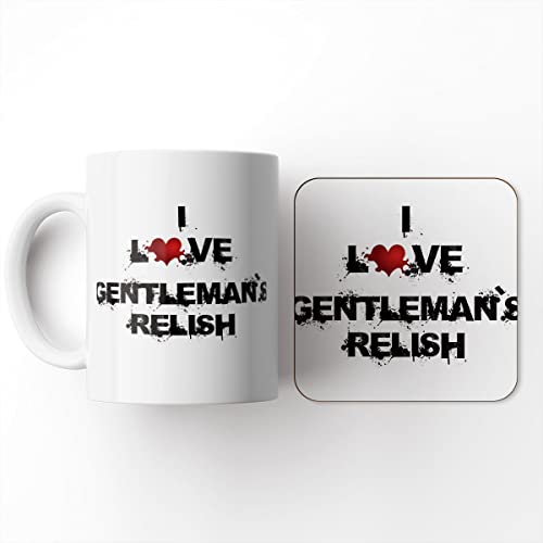The Victorian Printing Co - I Love Drink - Gentleman's Relish - Mug and Coaster Set, Ceramic, 11 fl. oz.