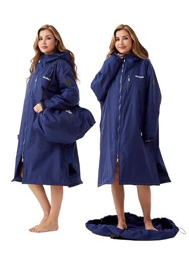 VELOROBE Waterproof Swim Parka with Sherpa Liner – Oversized Hooded Surf Poncho, Changing Robe for Men & Women, Portable Changing Mat