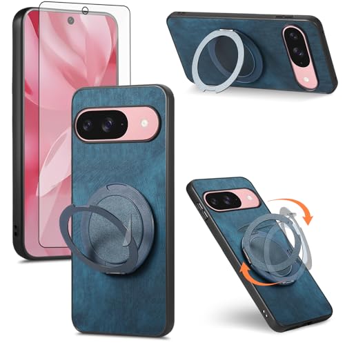 Coque Google Pixel 10 Pro 5G silicone fin bleu protecteur écran verre trempé béquille