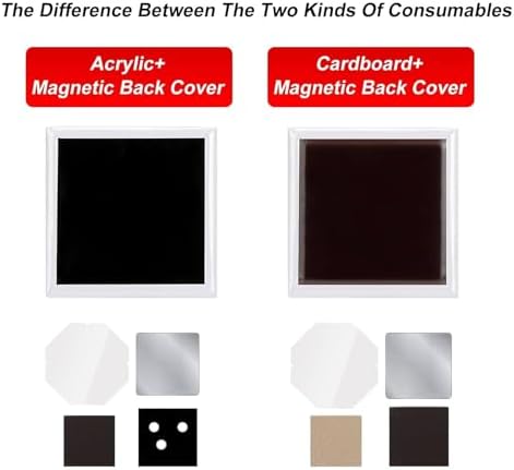 Square Fridge Magnet Maker Supplies | 500/1000 Sets of 2x2in & 2.5x2.5in DIY Kits | Create Custom Refrigerator Magnets with Metal Covers & Magnetic Film Backing