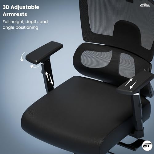 Image of Optimus Pro Ergonomic Office Chair for Work | Multi-Lock Synchro Tilt Mechanism with Seat Slider | 5 Year Warranty | 3D Armrest | Fixed Curve Lumbar | (Black, 3D Arms with Seat Slider)