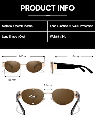 SODQW Retro Oval Sunglasses for Women, 90s Vintage Designer Ladies Shades Trendy Fashion Sun Glasses4