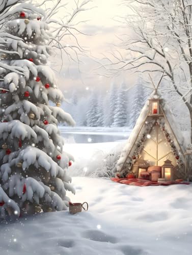 Peinture Diamant Kit Complet MIRONS de haute qualité avec strass brillants motif Chalet de Noël