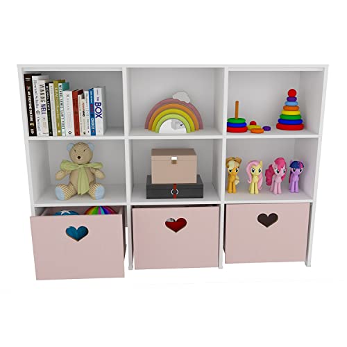 Estante De Nichos Com Baús Organizadores Coração Stella 100% MDF