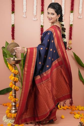 Image of SGF11 Women's Kanjivaram Pure Soft Silk Saree With Unstitched Blouse Piece