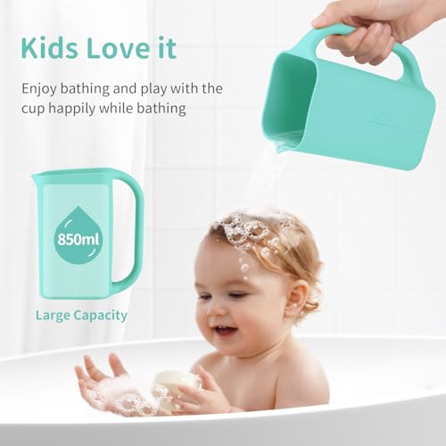 Image of Baby Bath Rinse Cup 100% Food Grade Silicone Wash Rinser Cup For Kids (Turquoise)