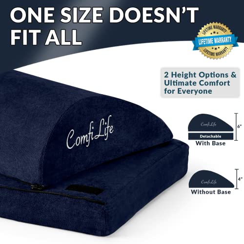 Comfilife Foot Rest For Under Desk At Work – Adjustable Desk Foot Rest For Office Chair, Gaming – Ergonomic Teardrop Design For Back, Hip & Leg Pain Relief – 100% Memory Foam (Navy) #TOP1