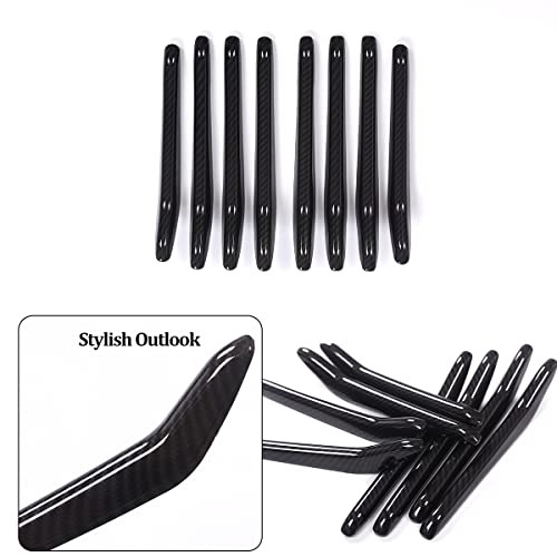 Image of 8pcs Car Styling ABS Plastic Exterior Front Grill Decoration Strips Cover Trims For Maserati Levante 2016 2017 2018 Auto Accessories (Carbon Fiber)