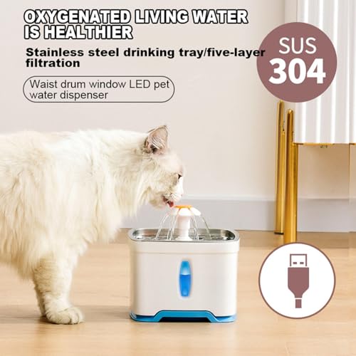 Fuente automática para gatos de acero inoxidable 2.5L miniatura 2
