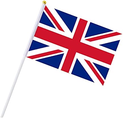AhfuLife Union Jack Stick Flag, 15/30/100pcs Hand Held British Small Flags with 30cm White Pole for Celebration King Charles III Coronation Royal Events Party Decorations (14 x 21 cm, 30 Pcs)