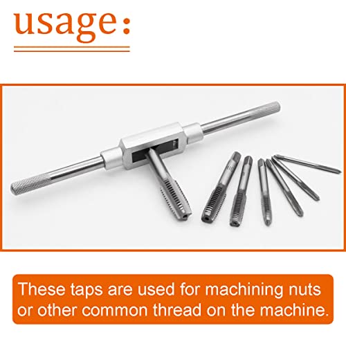 Image of 8pcs Metric Thread Machine Taps Set Metric Tap Set Tap Wrench Set Screw Thread Plug Taps M3 M4 M5 M6 M8 M10 M12 with 1 /16-1 /2'' Adjustable Tap Wrench O-033