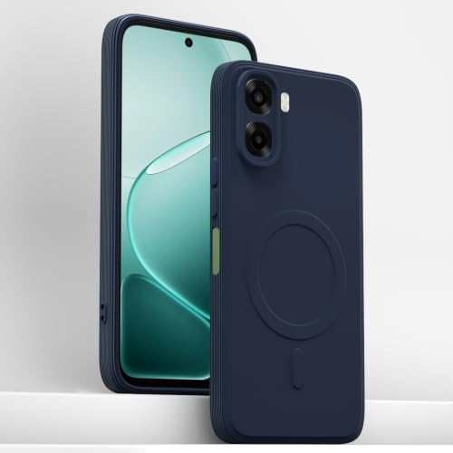 Image of Pikkme Back Cover for Oppo A6X 5G Soft Matte Silicone Mag-Safe Design (Mag-Safe Not Support) Camera Protection | Slim Fit Bumper Cover (Blue)