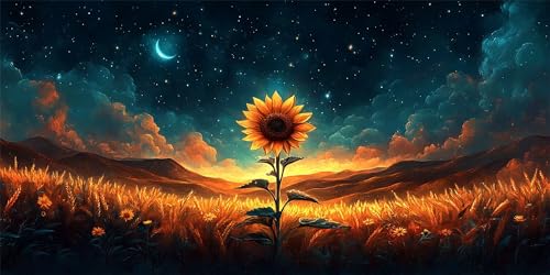Diamond Painting Adultos luna, Pintura diamante flor, Manualidades Niños, DIY Cristal Pintura Kits, 5D Completo Diamante Bordado Punto De Cruz Artes Manualidades Lienzo Pared Decoración 25x50cm L-481