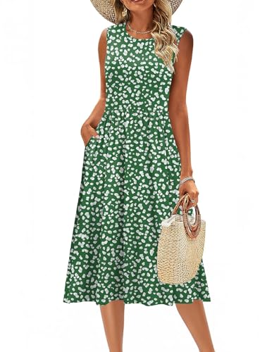 Image of Zeagoo Women's Summer Tank Midi Dress with Pockets Floral Sleeveless A-Line Casual Loose T-Shirt Dresses Beach Sundress 2026