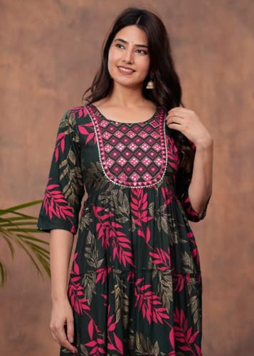Image of Women's Rayon Embroidered Long Anarkali Kurta|Anarkali Gown for Women and Girls|Women's Kurtas & Kurtis