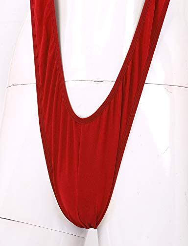Mufeng Men's Thong Underwear Suspender Mankini Bikini Jockstrap One Piece Bodysuit Red One Size #TOP6