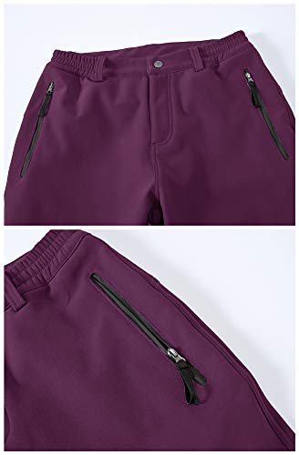 donhobo Damen Gefüttert Winterhose Softshellhose Wanderhose Warm Funktionshose Wasserabweisende Atmungsaktive Strapazierfähige Outdoorhose (Lila, M)