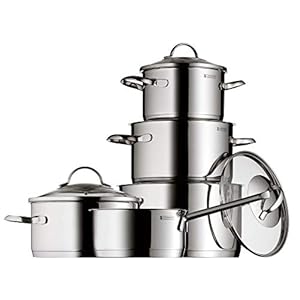 WMF Provence Plus 5-Piece Cookware Set with Glass Lids, Polished Cromargan Stainless Steel Cooking Pots & Saucepan
