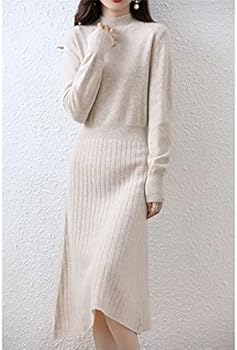 Ailaile Trui jurk dames mock hals raglan mouw 100% merinowol pullover herfst winter gebreide lange trui jurk, Melk Kameel, S Ailaile Trui jurk dames mock hals raglan mouw 100% merinowol pullover herfst winter gebreide lange trui jurk, Melk Kameel, S