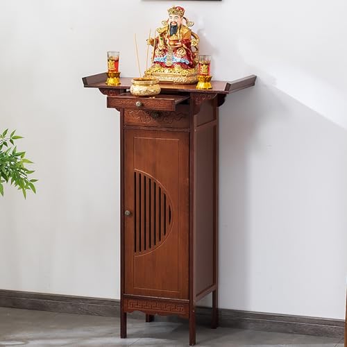 OUKMXSY Mesa de Altar Personal para Buda, con Placa retráctil de bambú, Mesa de ofrendas para oración, Mueble Budista pequeño y Ligero para el hogar (60 x 33 x 100 cm/23 x 12 x 39 Pulgadas