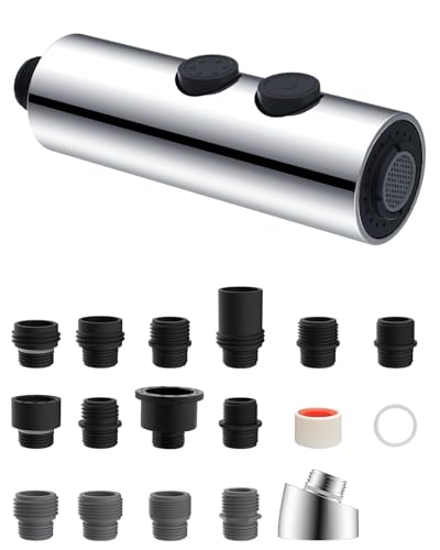 Hibbent Metal Pull-Down Kitchen Faucet Head with 15 Adapters