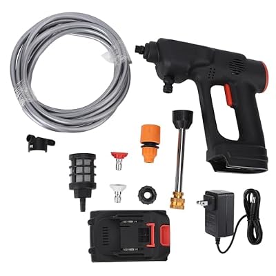 900 PSI 2.4 GPM Battery Powered High Pressure Washer - Portable Cordless Pressure Washer Gun with 8.888 Ah Battery and 6 in 1 Nozzle for Floor and Vehicle Cleaning - EU Plug