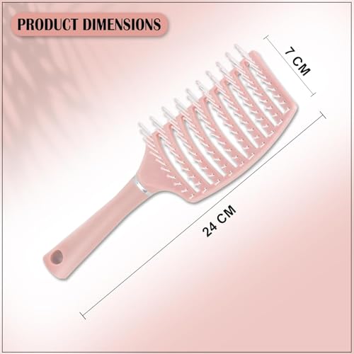 Image of OTAK Detangling Hair Brush for Women Men Kids, Curly Hair Brush Wet Dry Styling Comb, Anti Breakage Scalp Massager, Frizz Control Grooming Tool, Portable Salon Home Travel Accessory - Pink