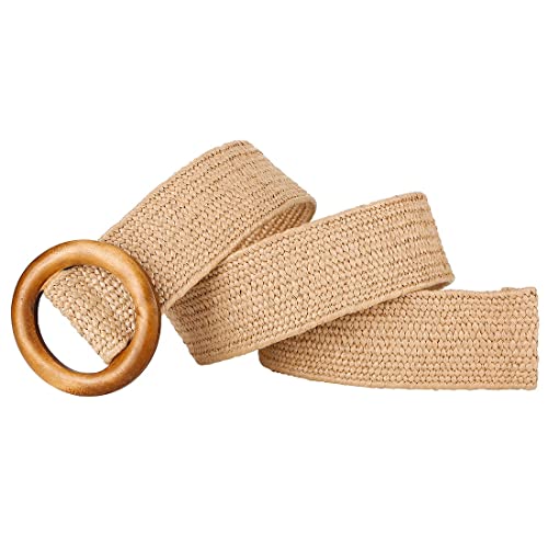 Clyhon Cinturón elástico tejido de paja, cinturón de vestir, cinturón de jeans, adecuado para el vestido de las señoras, jeans, suéter