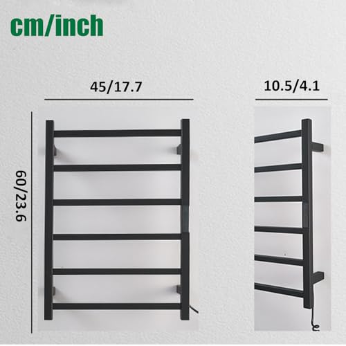 Toallero calefactable de pared con enchufe izquierdo y temperatura constante 6
