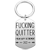 Funny Retirement Gifts for Men Women - Quitter I Mean Happy Retirement Keychain 2022 - Unique...