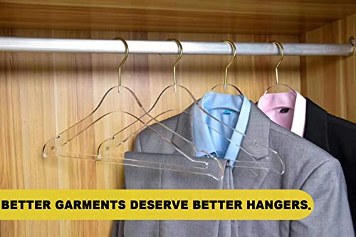 Acrylic Clear Suit Hangers, High-End Quality Clothes Hangers With Non Slip Pants Bar Gold Swivel Hook For Luxurious Closets (Gold 5 Pack) #TOP2