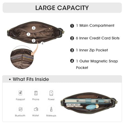 Kattee Leder-Umhängetaschen für Damen Trendige kleine Schulter-Geldbörsen und Handtaschen Wristlet-Clutch-Geldbörse mit 2 Riemen – Bild 5