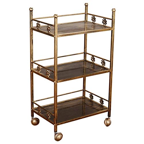 DFEDHF Trolley,Retro Salon,Collecting Vehicles Hairdressing Trolley Roller Cart Salon Tray with 1 Pullout Drawers,Service Cart,Antique Copper(Antique Copper)