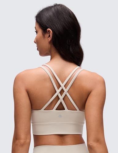 Image of CRZ YOGA Softness Mold Butterluxe Sports Bras | Molded Cup, Light Support, Yoga, Extremely Soft, Longline, Strappy Back, Scoop Neck, for Women
