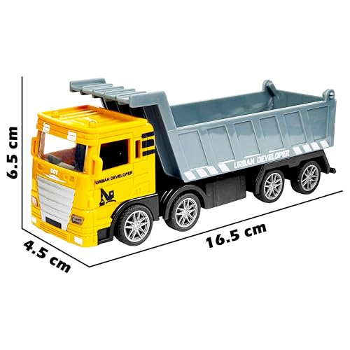 Image of VGRASSP 8 Wheels Dumper Truck Toy for Kids - Friction Powered Construction Tipper Toy Vehicle with Openable Back Door - Color As Per Stock