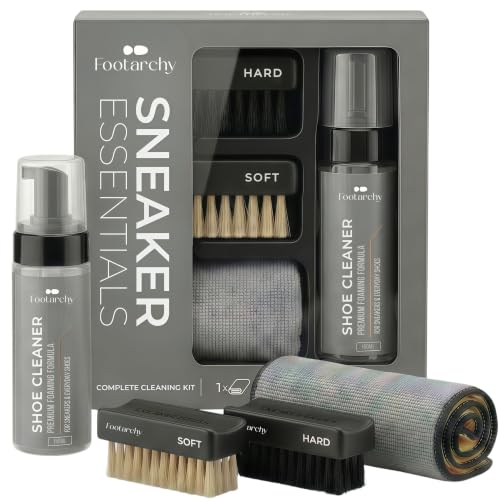 Footarchy - Kit Limpieza Zapatillas con Espuma 150ml, 2 Cepillos y Paño
